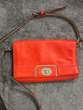 kate spade Bright Orange Leather Crossbody with Gold Turn-Lock